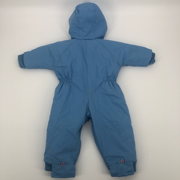 VINTAGE Kids & More Blue with White Faux Fur Trim Kids Ski Snowsuit One Piece - Picture 10 of 12